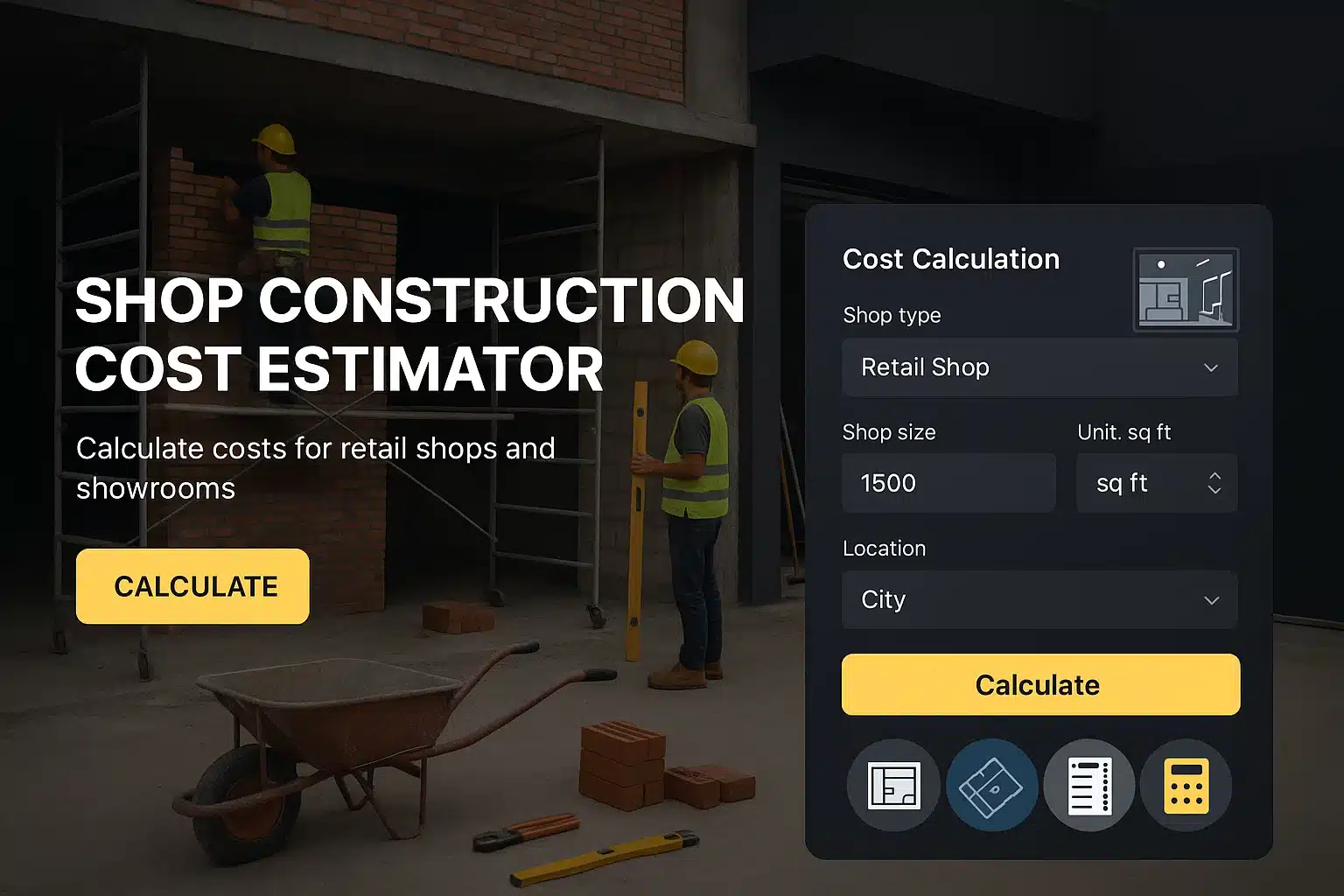 shop construction cost estimator