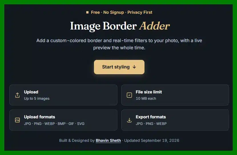 Result image with filters and a border applied